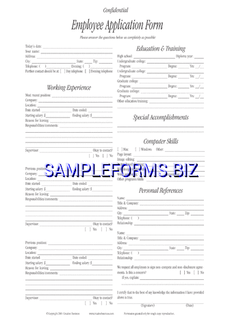 Employee Application Form 1 pdf free